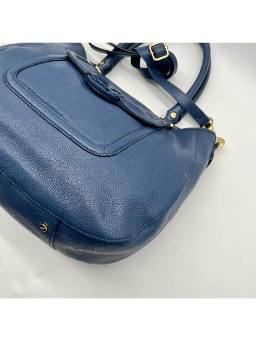 Tory Burch Blue Pebbled Leather Shoulder Bag